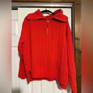 Aerie Vibrant Red Cowl Neck Sweater